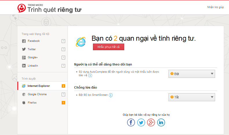 Trình quét riêng tư cho Facebook